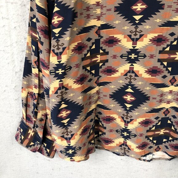 Ryan Michael Shirt Mens 2XL Multicolor Silk Pearl Snap Southwestern Long Sleeve - Picture 15 of 16